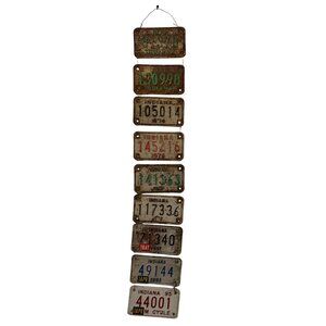 Collection of 9 Vintage Indiana Motorcycle License Plates 1973-1995 Wall Art